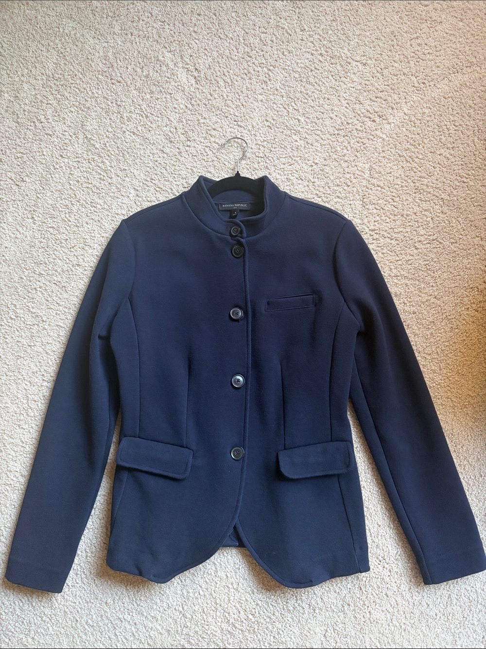 Banana Republic Factory Dark Navy Stand-Collar Blazer